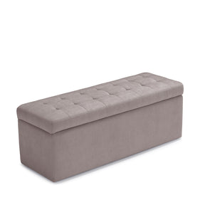 Panca Contenitore Made in Italy Trapuntata in Tessuto Cinigliato Tortora modello VALSURA