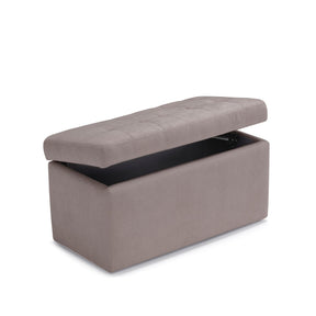 Panca Contenitore Made in Italy Trapuntata in Tessuto Cinigliato Tortora modello VALSURA