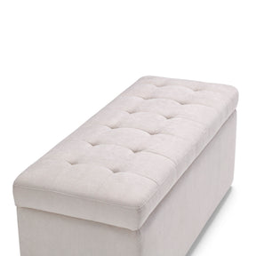 Panca Contenitore Made in Italy Trapuntata in Tessuto Cinigliato Beige - VALSURA