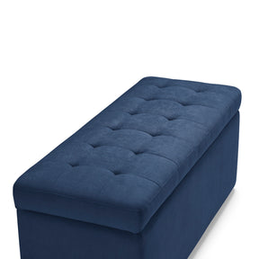 Panca Contenitore Made in Italy Trapuntata in Tessuto Cinigliato Blu - VALSURA