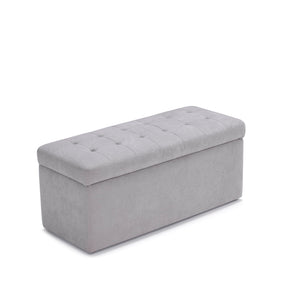 Panca Contenitore Made in Italy Trapuntata in Tessuto Cinigliato Grigio Chiaro modello VALSURA