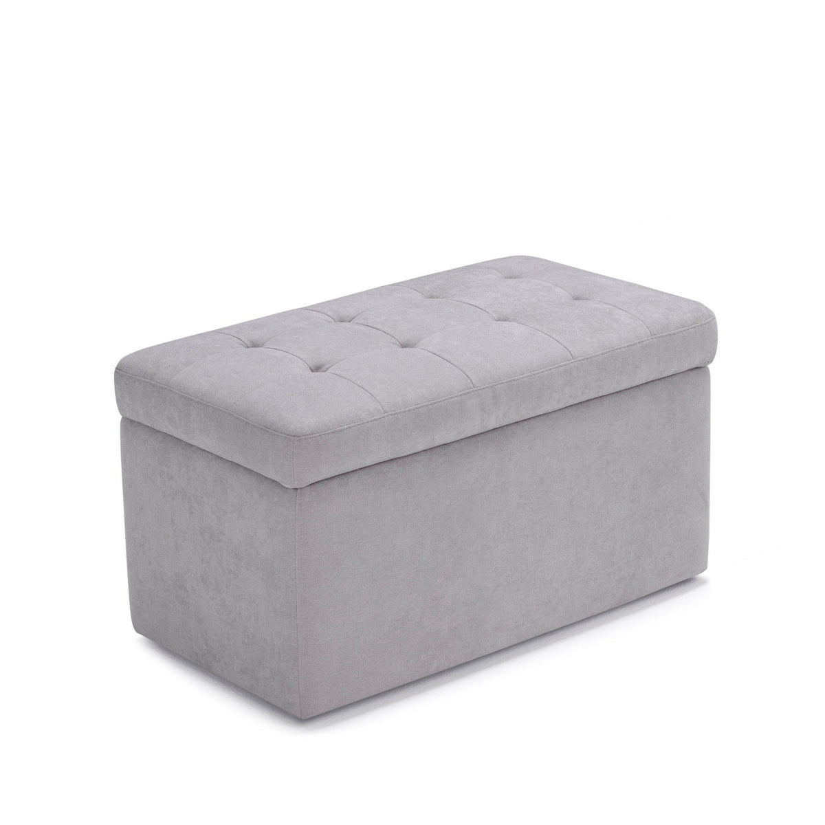 Panca Contenitore Made in Italy Trapuntata in Tessuto Cinigliato Grigio Chiaro modello VALSURA