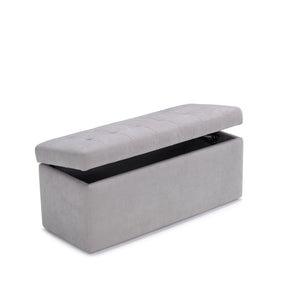 Panca Contenitore Made in Italy Trapuntata in Tessuto Cinigliato Grigio Chiaro modello VALSURA