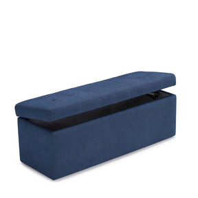 Panca Contenitore Made in Italy Trapuntata in Tessuto Cinigliato Blu - VALSURA