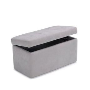 Panca Contenitore Made in Italy Trapuntata in Tessuto Cinigliato Grigio Chiaro modello VALSURA