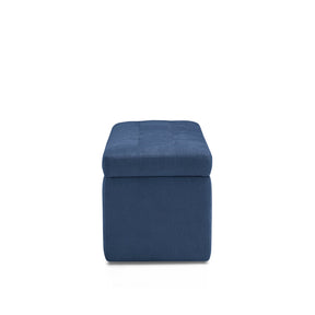 Panca Contenitore Made in Italy Trapuntata in Tessuto Cinigliato Blu - VALSURA