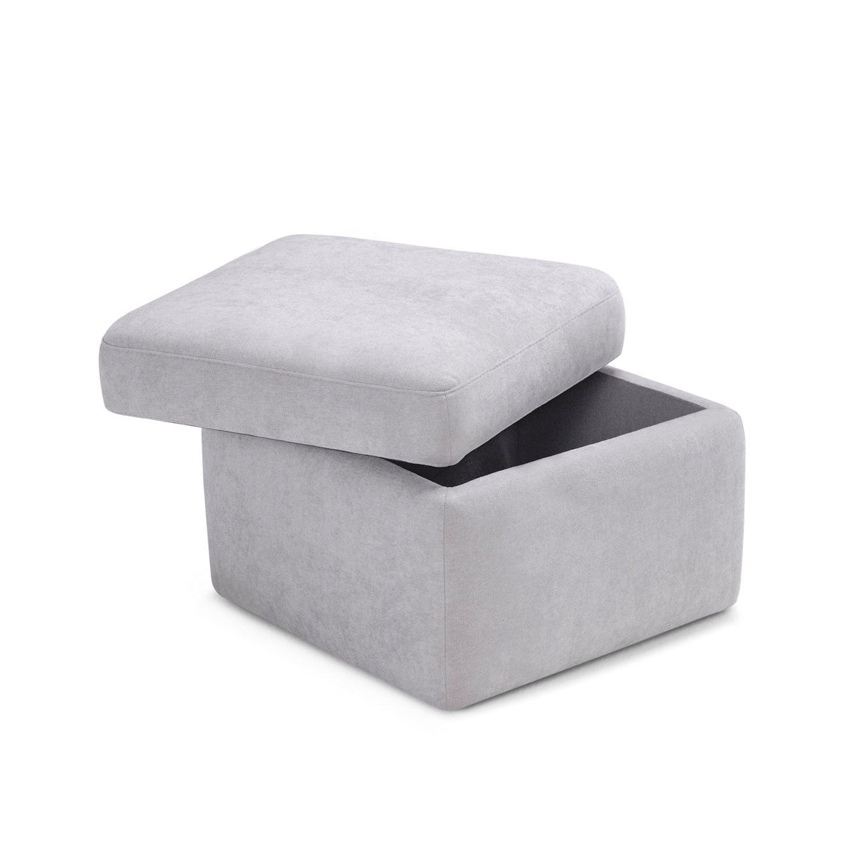 Pouf Contenitore Made in Italy in Tessuto Cinigliato Grigio Chiaro - VULGANO