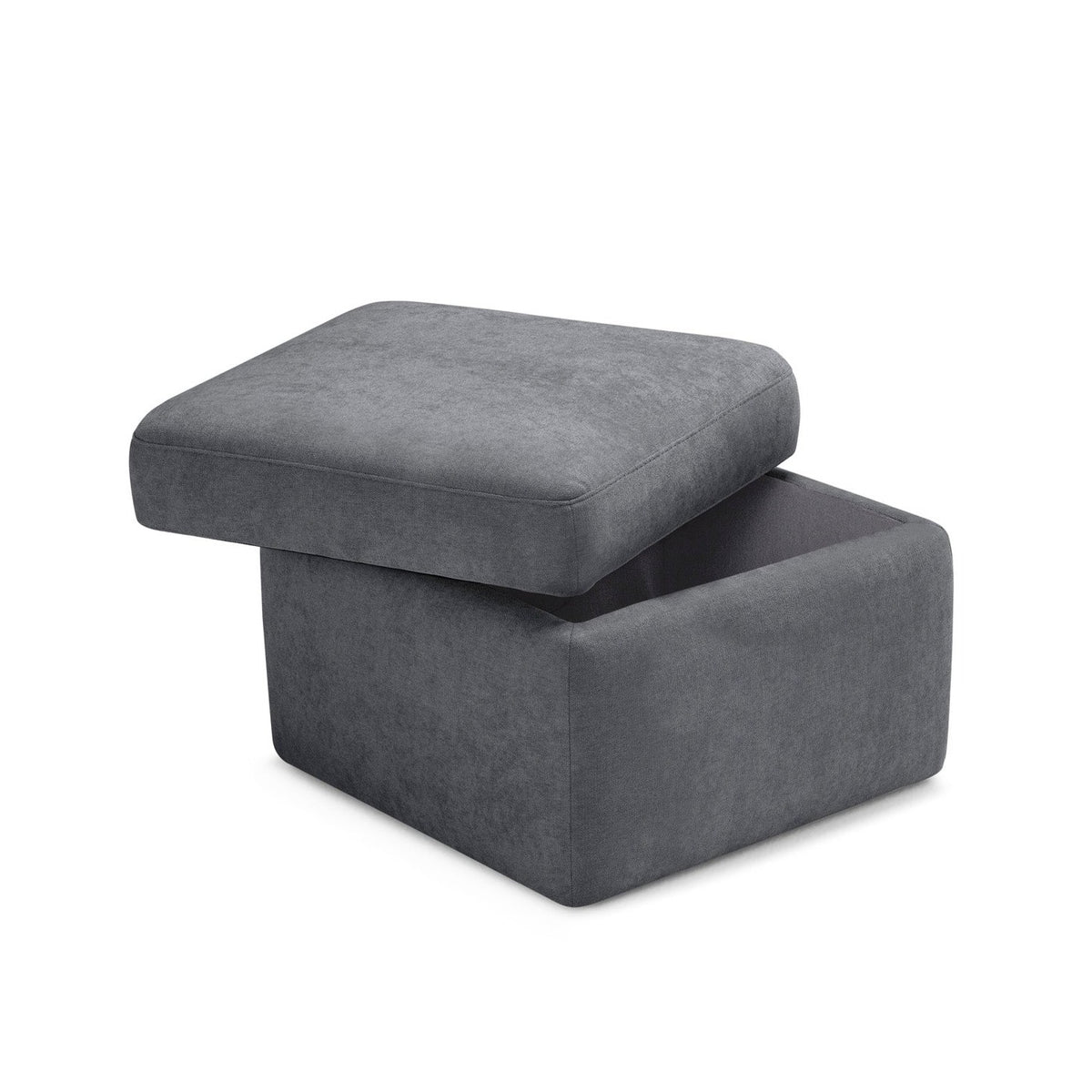 Pouf Contenitore Made in Italy in Tessuto Cinigliato Grigio Scuro - VULGANO