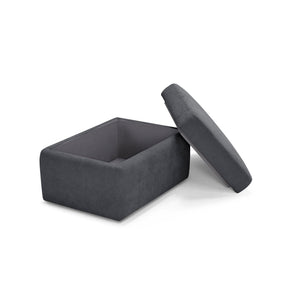 Pouf Contenitore Made in Italy in Tessuto Cinigliato Grigio Scuro - VULGANO
