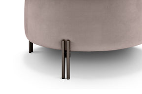 Pouf Contenitore Made in Italy Tondo in Velluto Tortora con piedi in metallo - Peglia