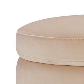 Pouf Contenitore Made in Italy Tondo in Velluto Camel con piedi in metallo - Peglia