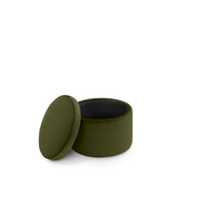 Pouf Contenitore Made in Italy Tondo in Velluto Verde - Paranà