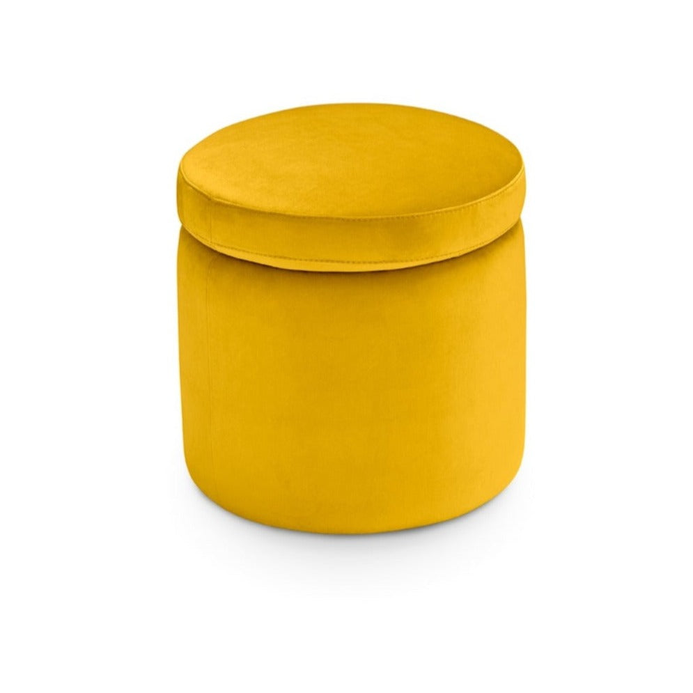 Pouf Contenitore Made in Italy Tondo in Velluto Giallo - Paranà