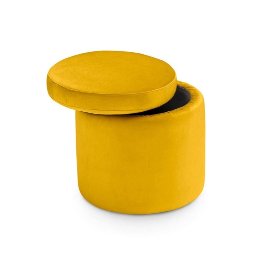 Pouf Contenitore Made in Italy Tondo in Velluto Giallo - Paranà