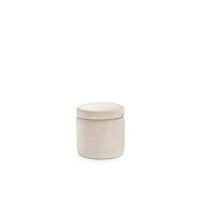 Pouf contenitore made in Italy tondo in velluto beige - Paranà