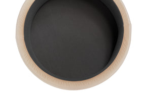Pouf Contenitore Made in Italy Tondo in Velluto Camel con piedi in metallo - Peglia