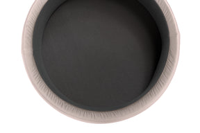 Pouf Contenitore Made in Italy Tondo in Velluto Tortora con piedi in metallo - Peglia