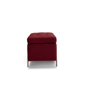Panca Contenitore Made in Italy Trapuntata in Tessuto Cinigliato Bordeaux - CARAMAGNA 110x45 cm