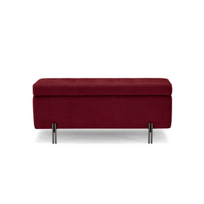 Panca Contenitore Made in Italy Trapuntata in Tessuto Cinigliato Bordeaux - CARAMAGNA 110x45 cm