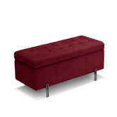 Panca Contenitore Made in Italy Trapuntata in Tessuto Cinigliato Bordeaux - CARAMAGNA 110x45 cm