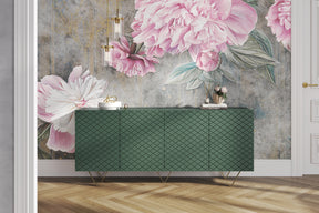 Madia 4 ante con piede in metallo oro Scalia 190x42 cm