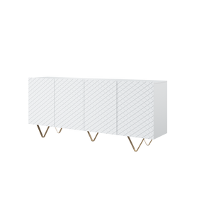 Madia 4 ante con piede in metallo oro Scalia 190x42 cm
