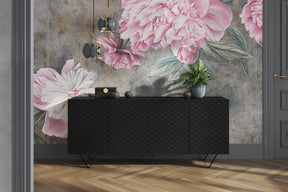 Madia 4 ante con piede in metallo nero Scalia 190 x 42 cm