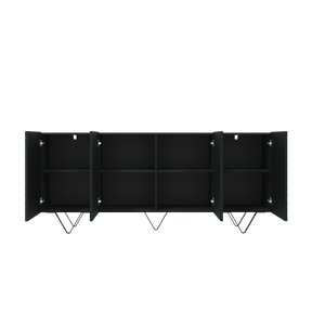 Madia 4 ante con piede in metallo nero Scalia 190 x 42 cm