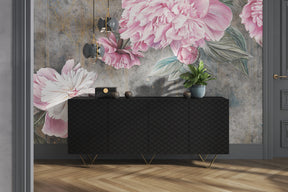 Madia 4 ante con piede in metallo oro Scalia 190x42 cm