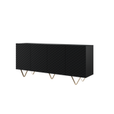 Madia 4 ante con piede in metallo oro Scalia 190x42 cm