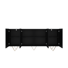 Madia 4 ante con piede in metallo oro Scalia 190x42 cm