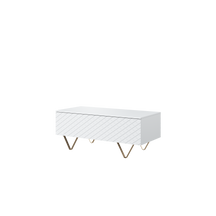 Tavolino 2 ante a ribalta con piede in metallo oro Scalia 120x55 cm