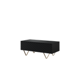 Tavolino 2 ante a ribalta con piede in metallo oro Scalia 120x55 cm