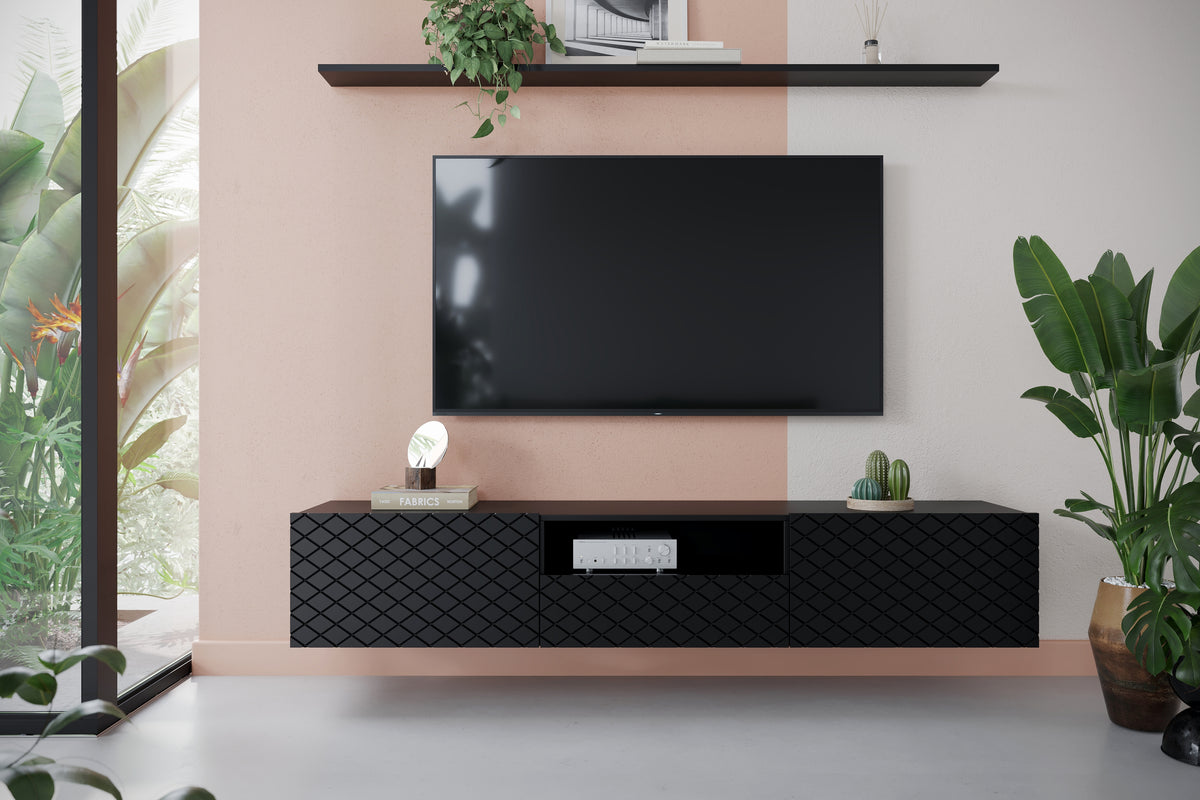 Mobile TV sospeso 2 ante a ribalta 1 cassetto Scalia 190x42 cm