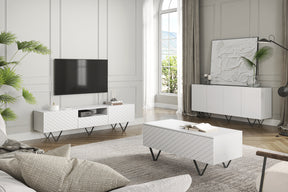 Madia 4 ante con piede in metallo nero Scalia 190 x 42 cm