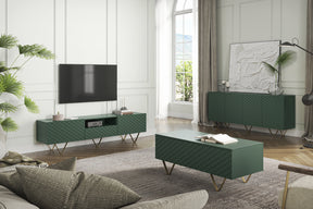 Madia 4 ante con piede in metallo oro Scalia 190x42 cm
