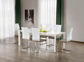 Tavolo allungabile in legno MDF laccato bianco e piedi in acciaio bianco Stanford 130x80 cm - allungabile fino a 250 cm