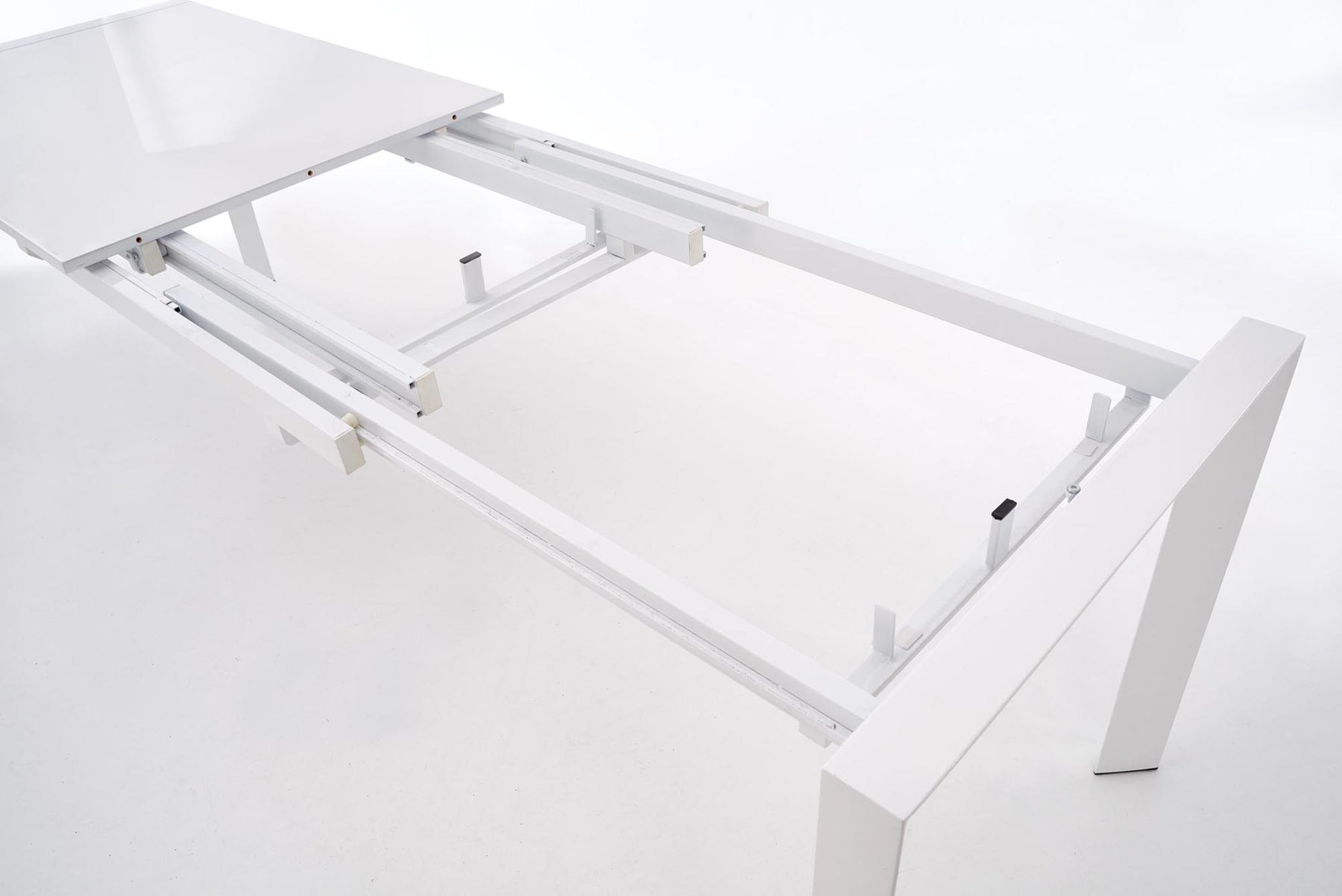 Tavolo allungabile in legno MDF laccato bianco e piedi in acciaio bianco Stanford 130x80 cm - allungabile fino a 250 cm