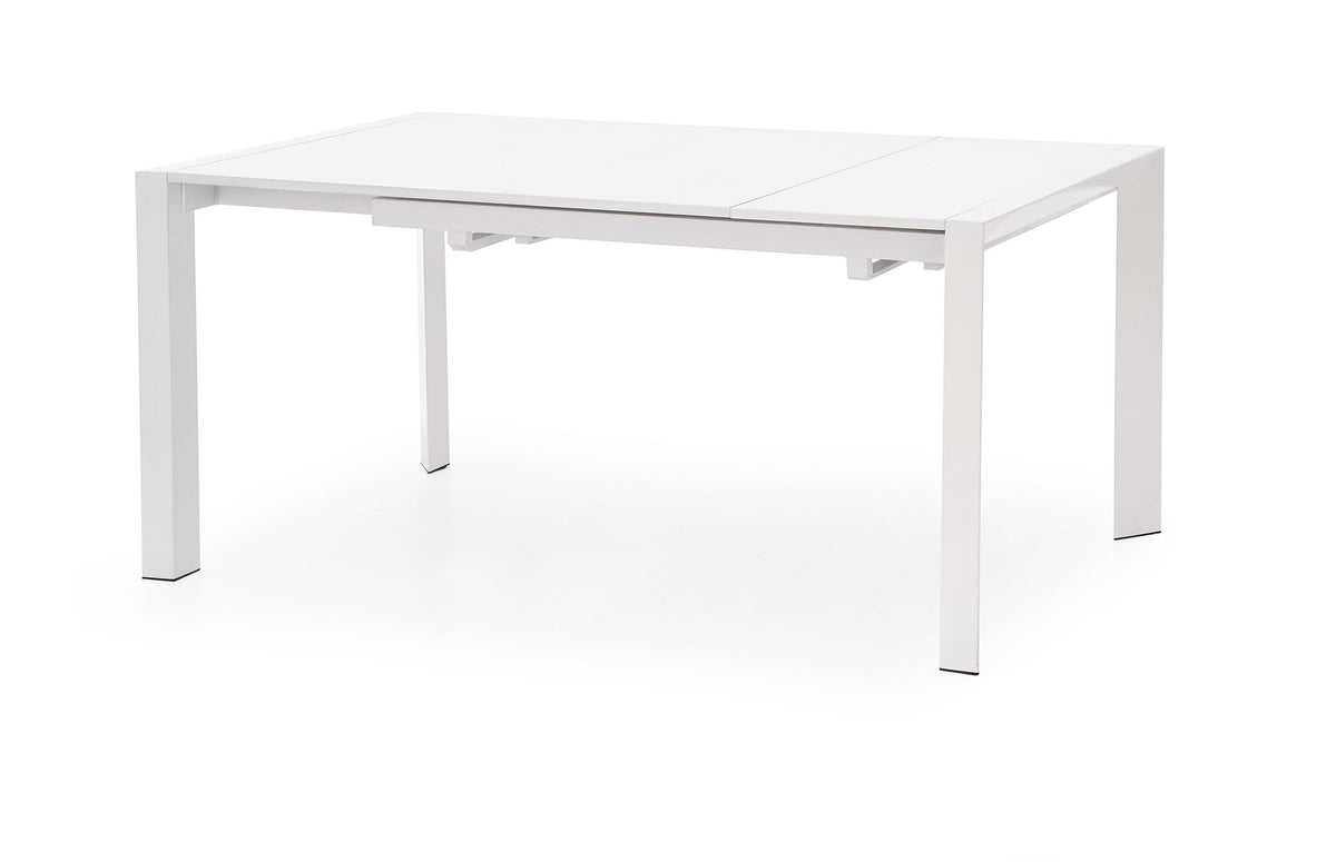 Tavolo allungabile in legno MDF laccato bianco e piedi in acciaio bianco Stanford 130x80 cm - allungabile fino a 250 cm