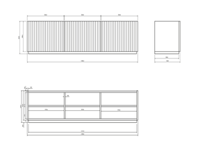 Mobile TV con 3 ante e 6 scomparti legno rovere Averno  - 178x41 cm