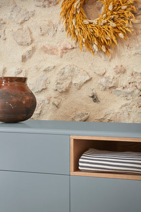 Cassettiera grigio perla 7 cassetti Corvo di Teulat 120x40 cm