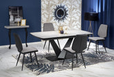 Tavolo allungabile in legno MDF laccato grigio con gambe in acciaio nero Vinston 180x95 cm - allungabile a 230 cm