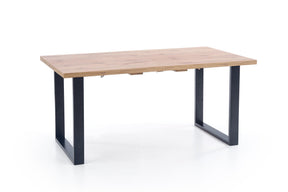 Tavolo allungabile in legno laminato rovere con gambe in acciaio nero Venom 135x85 cm - allungabile a 185 cm