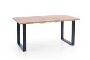 Tavolo allungabile in legno laminato rovere con gambe in acciaio nero Venom 135x85 cm - allungabile a 185 cm