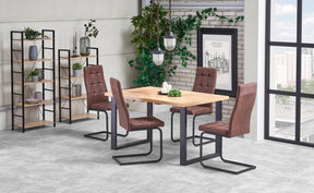 Tavolo allungabile in legno laminato rovere con gambe in acciaio nero Venom 135x85 cm - allungabile a 185 cm