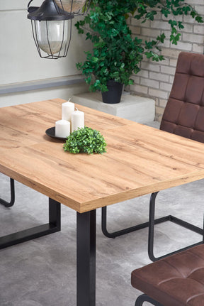Tavolo allungabile in legno laminato rovere con gambe in acciaio nero Venom 135x85 cm - allungabile a 185 cm