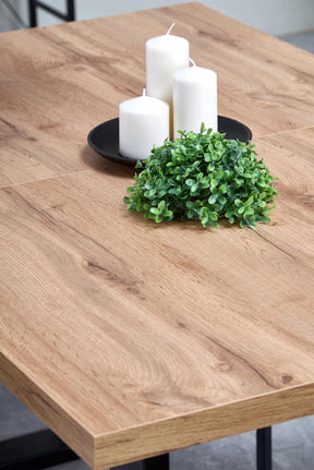 Tavolo allungabile in legno laminato rovere con gambe in acciaio nero Venom 135x85 cm - allungabile a 185 cm
