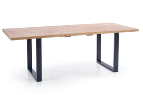 Tavolo allungabile in legno laminato rovere con gambe in acciaio nero Venom 135x85 cm - allungabile a 185 cm