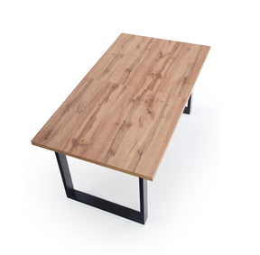 Tavolo allungabile in legno laminato rovere con gambe in acciaio nero Venom 135x85 cm - allungabile a 185 cm