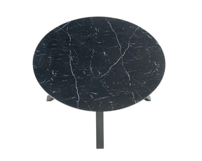 Tavolo tondo allungabile in vetro effetto marmo nero e piede in metallo nero Vertigo Ø 130 cm - allungabile a 180 cm